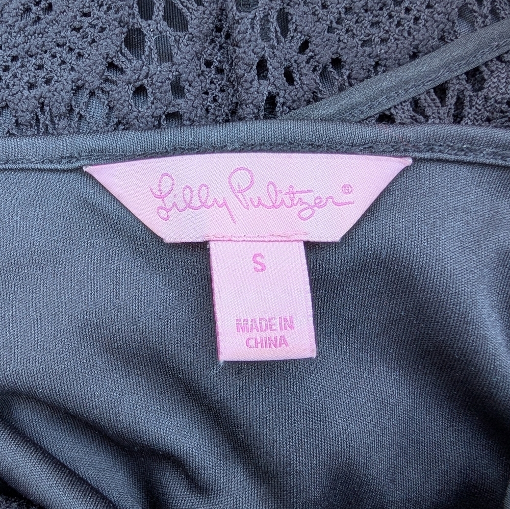 Lilly Pulitzer Topanga Black Crochet Knit Lace Mini Dress Women's Small - Picture 9 of 10